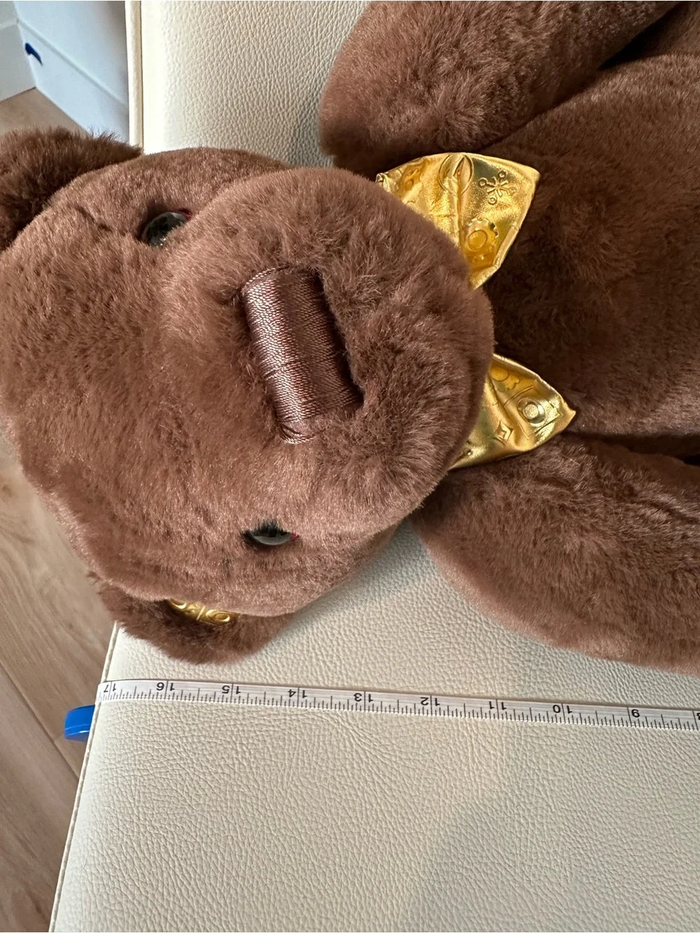 FAO Schwarz Teddy Bear 17” Brown Plush Gold Bow & Paws Stuffed Animal 202